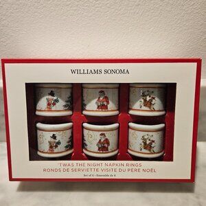 Williams Sonoma Christmas Napkin Rings- Set of 6
